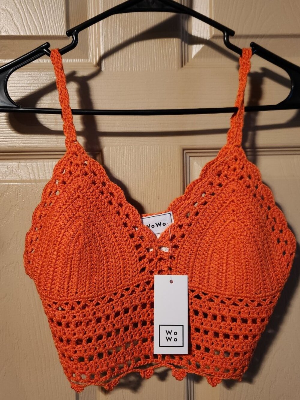 WOWO Crochet Orange Bralette, size Medium